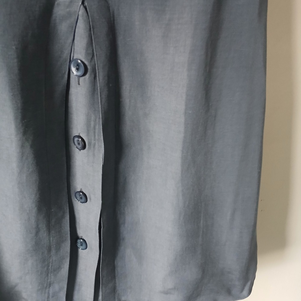 Max Mara Women's Size 2 Gray Button Back Midi Skirt Linen Silk Tie Waist - Picture 15 of 16